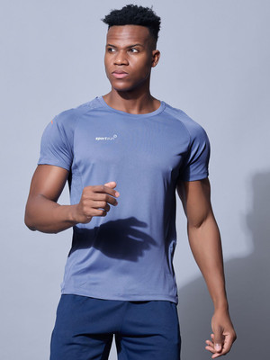 Sport Sun Printed Men Round Neck Blue T-Shirt