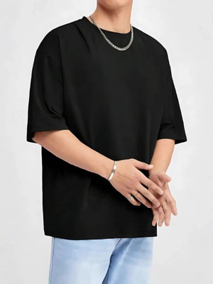 Rockwell Solid Men Round Neck Black T-Shirt