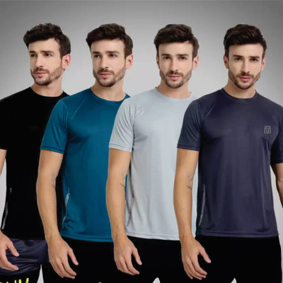 Tdoc Solid Men Round Neck Multicolor T-Shirt