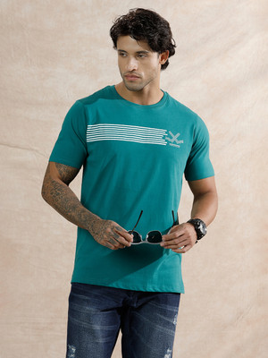 WROGN Solid Men Crew Neck Green T-Shirt