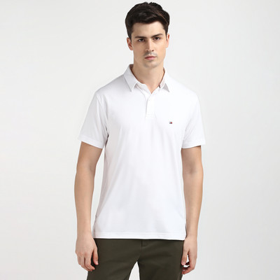 TOMMY HILFIGER Solid Men Polo Neck White T-Shirt