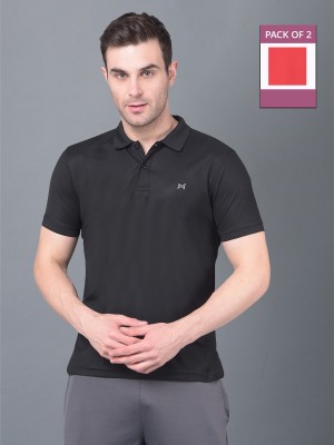 Force NXT Solid Men Polo Neck Multicolor T-Shirt