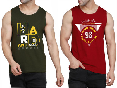 Restore Printed Men Scoop Neck Dark Green, Maroon, Multicolor T-Shirt