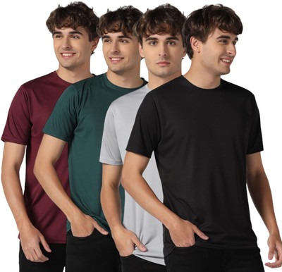 INKKR Solid Men Round Neck Multicolor T-Shirt