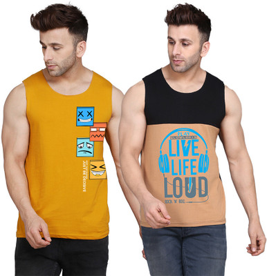 SLOWLORIS Printed Men Scoop Neck Multicolor T-Shirt