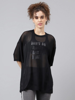 MKH Typography Women Crew Neck Black T-Shirt