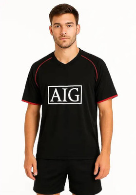 Playhard Graphic Print Men V Neck Black T-Shirt