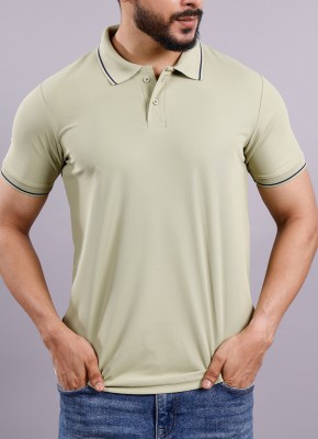 SUPERSQUAD Solid Men Polo Neck Beige T-Shirt