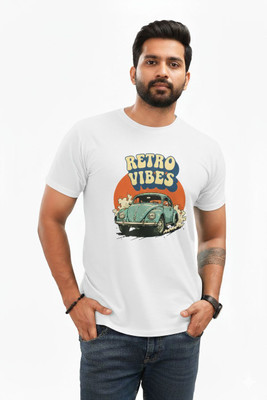 DEHCY Graphic Print Men Crew Neck White T-Shirt