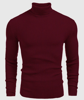 Modern Mode Creation Solid Men High Neck Maroon T-Shirt