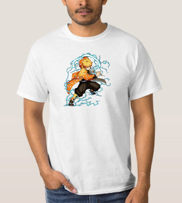 Anime Graphic Print Men Round Neck White T-Shirt