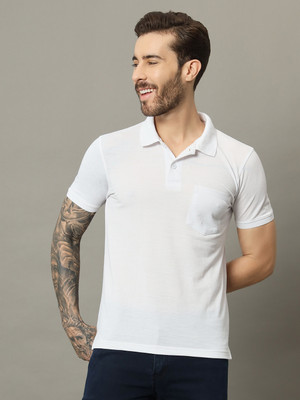METRONAUT Solid Men Polo Neck White T-Shirt