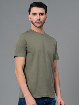 RULEDBYSUN Solid Men Round Neck Green T-Shirt