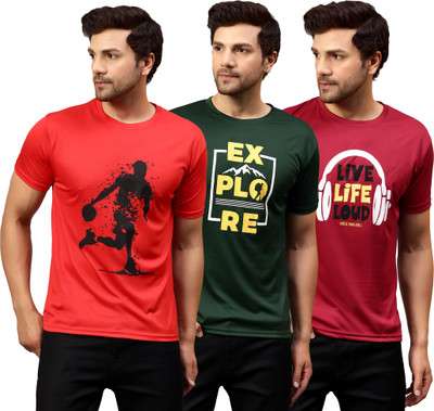 Garmin Printed Men Round Neck Multicolor T-Shirt