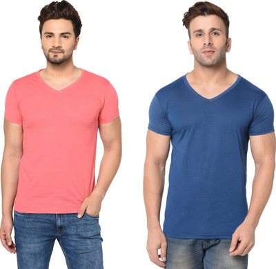 Adorbs Trend Solid Men V Neck Multicolor T-Shirt