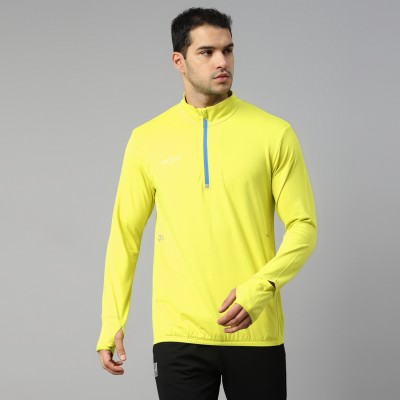 DIDA Solid Men Stylised Neck Yellow T-Shirt
