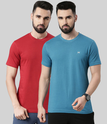Force NXT Solid Men Round Neck Red, Blue T-Shirt