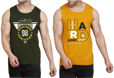 WOOSTRO Graphic Print Men Scoop Neck Dark Green, Brown T-Shirt