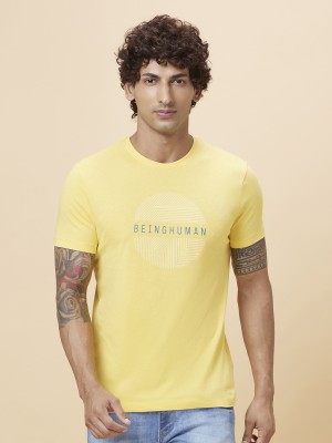 BEING HUMAN Printed Men Round Neck Yellow T-Shirt