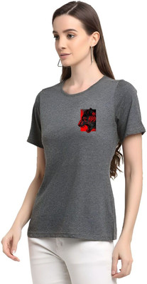 SZN Graphic Print Women Round Neck Grey T-Shirt