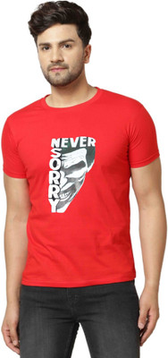 Hokum Graphic Print Men Round Neck Red T-Shirt