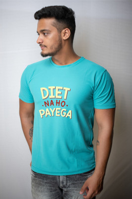 Clophic Typography Men Round Neck Light Blue T-Shirt