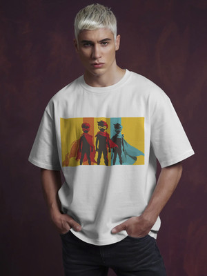 Senotex Graphic Print Men Round Neck White T-Shirt