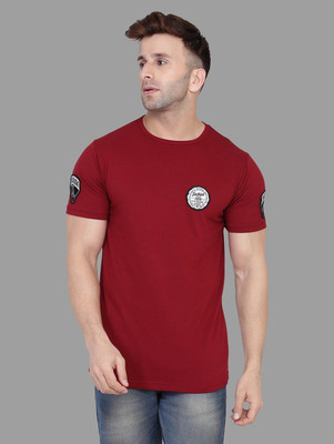 Trendfull Printed Men Round Neck Maroon T-Shirt