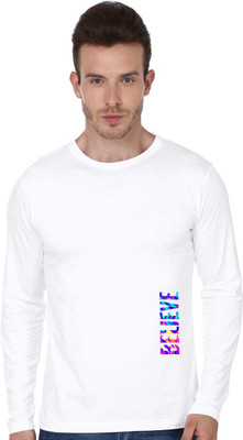 ENZIKO Printed Men Round Neck White T-Shirt