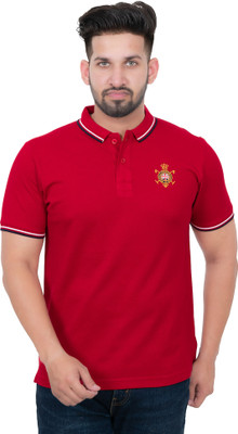 RISHVI SPORTS Solid Men Polo Neck Red T-Shirt