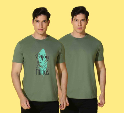 WOOSTRO Printed, Typography Men Round Neck Multicolor T-Shirt