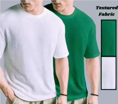 At Last Fashion Self Design Men Round Neck White T-Shirt