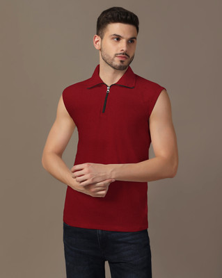 GEUM Printed Men Polo Neck Grey T-Shirt