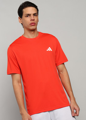 ADIDAS Solid Men Round Neck Red T-Shirt