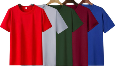 TTFE Solid Men Round Neck Red, Silver, Green, Maroon, Dark Blue T-Shirt