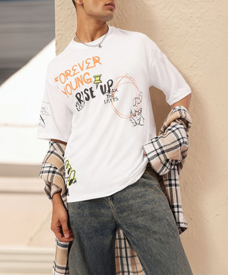 Kook N Keech Printed Men Round Neck White T-Shirt