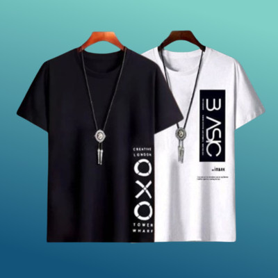 stylesmyth Printed Men Round Neck Black, White T-Shirt