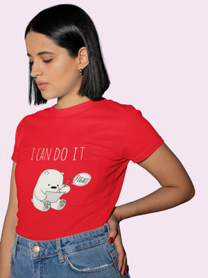 PD CLORI Solid Women Round Neck Red T-Shirt