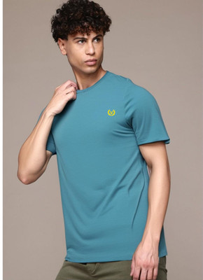 MACK JONNEY Solid Men Round Neck Blue T-Shirt