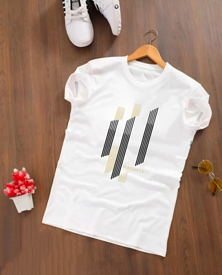 TDFASHIONS Printed Couple Round Neck White T-Shirt