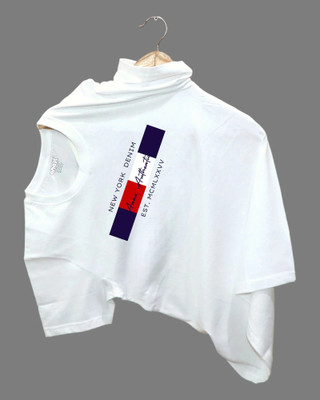 Droplet Colorblock Men Round Neck White T-Shirt