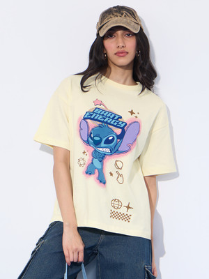 The Souled Store Cartoon Women Round Neck Yellow T-Shirt