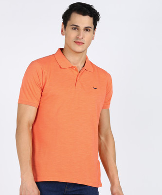 PARK AVENUE Solid Men Polo Neck Orange T-Shirt