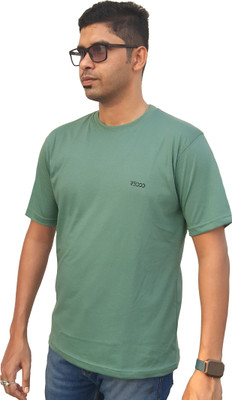 R5000 Solid Men Round Neck Green T-Shirt