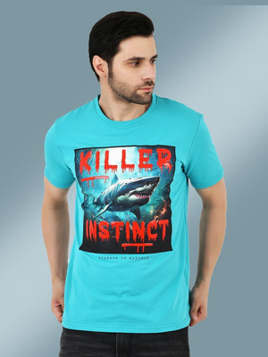 Sageware Graphic Print Men Round Neck Blue T-Shirt