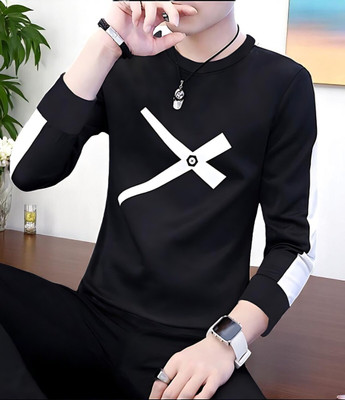 Autna Printed Men Round Neck Black T-Shirt