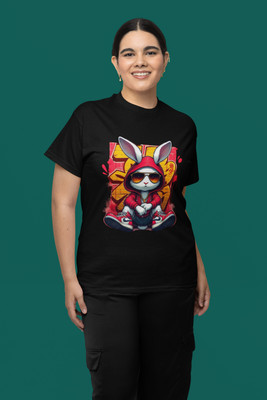 PD CLORI Graphic Print Women Round Neck Black T-Shirt