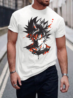SQF Graphic Print Men Round Neck White T-Shirt