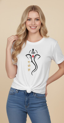 Sparrow sky Graphic Print Women Round Neck White T-Shirt