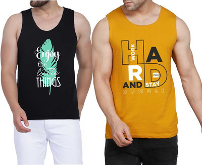 WOOSTRO Printed Men Scoop Neck Black, Yellow, White T-Shirt